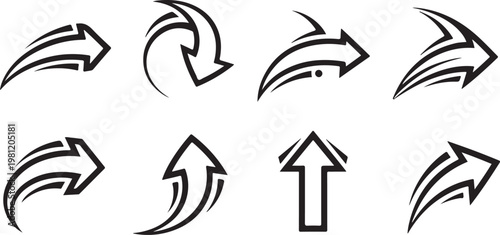 Hand-drawn arrows indicating direction and movement Vector