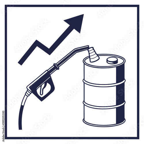 A graphic depicts a rising arrow above a fuel pump dispensing into an oil drum symbolizing increasing energy prices high quality professional