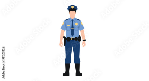 Police officer in uniform with badge and belt equipment. Vector illustration EPS format