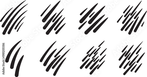 Line art representation of various types of sword blades in profile view Vector