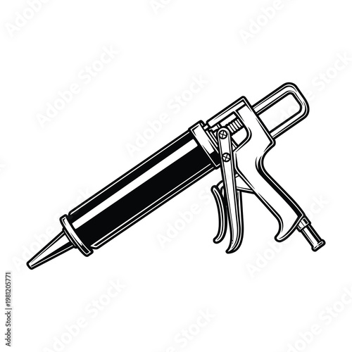 Caulk Gun Tool for Home Improvement Projects and Construction Sealant Application Black and White