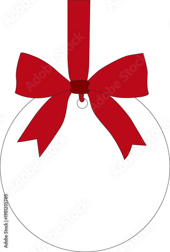 Christmas Ornament with Red Bow Vector Transparent Background Holiday Decoration Icon