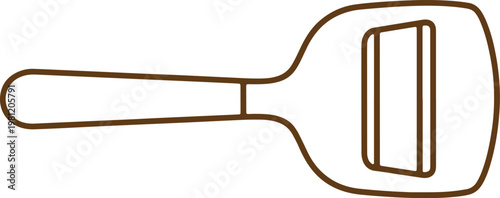 Line art outline drawing of spatula kitchen utensil vector illustration.