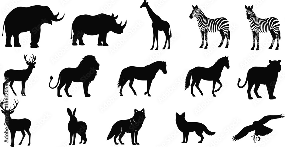 Obraz premium Collection of animal silhouettes