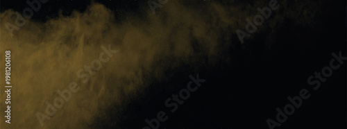Brown dust cloud with particles against black background