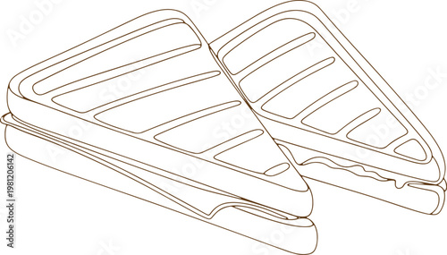 Grilled sandwich halves with visible grill marks isolated on transparent background vector.