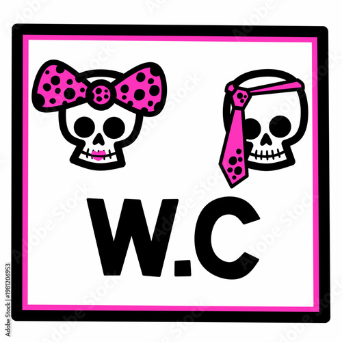 W.C señal de esqueletos pink.