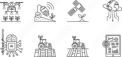 Various abstract geometric shapes and patterns illustrated in black and white Vector