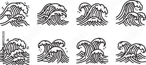 Black and white line drawings of zebra stripes in various patterns Vector