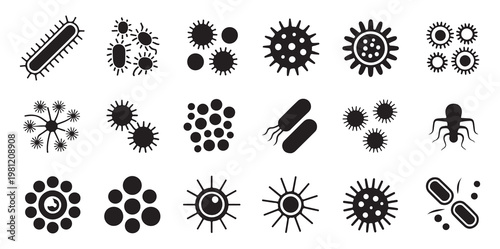 Comprehensive Bacteria and Virus Icon Set - Large Vector Collection of 18 Icons