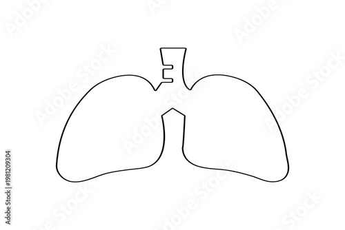 Minimalist lung drawing in one continuous line style on white background
