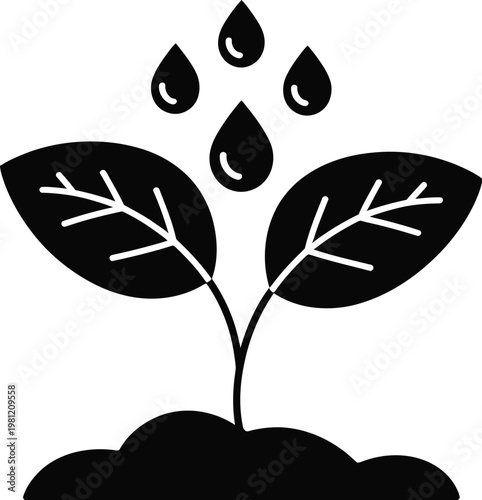 Plant growth water icon commercial concept seedling watering irrigation eco agriculture growth symbol illustration isolated design