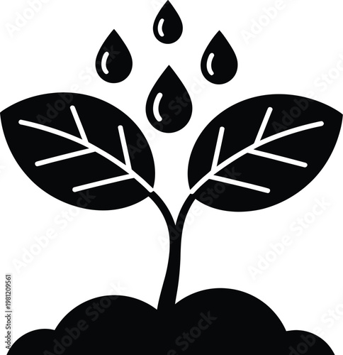 Plant growth water icon commercial concept watering plant seedling irrigation eco agriculture growth symbol illustration