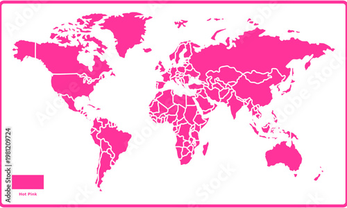 World Map Vector Editable Outline for Presentation
