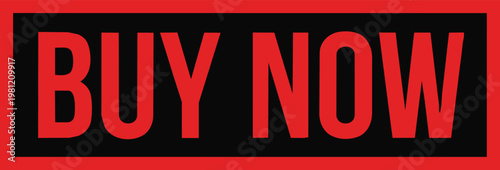 Buy now rectangular button in red and black with white text
