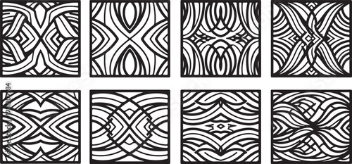 Intricate geometric patterns showcasing symmetry and repetitive design Vector