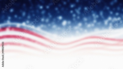 Fotografia Abstract American Flag Waves with Snowflakes for a Memorial Day Background