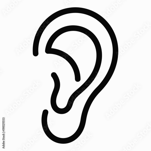 Auditory Anatomy: A clean and precise illustration of the human ear, highlighting its intricate structures and representing the essence of sound reception and auditory processes.