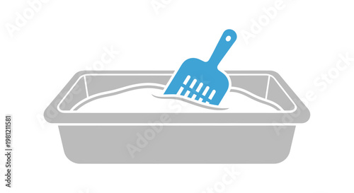 Cat Litter Box with Scoop Icon for Pet Hygiene