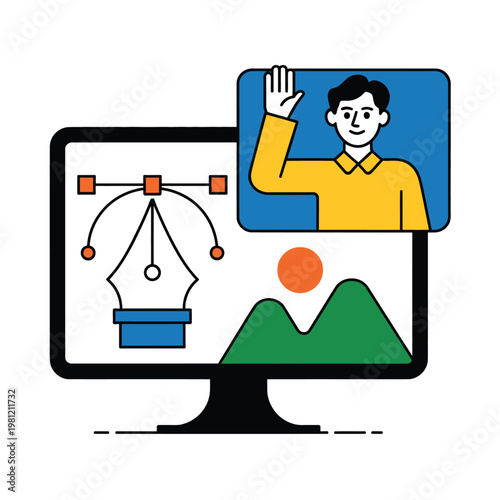 Cartoon man holding a balanced scale with a heart and money bag