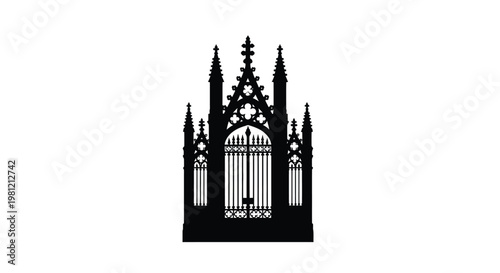 Intricate gothic cathedral organ facade a striking black silhouette