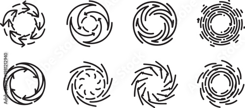 Abstract inkblot patterns showcasing swirling and organic designs Vector