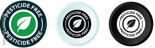 Pesticide free icon design illustration. Certified natural product sticker symbol illustration. Color black and white