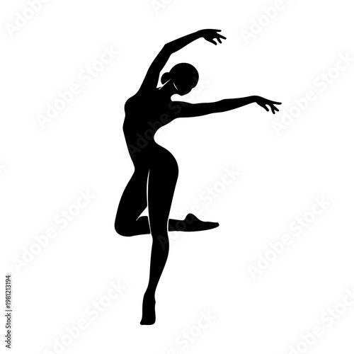 A dancer in a graceful pose creates a striking silhouette against a plain background
