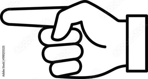 A hand pointing to the left with index finger extended in a vector graphic illustration design