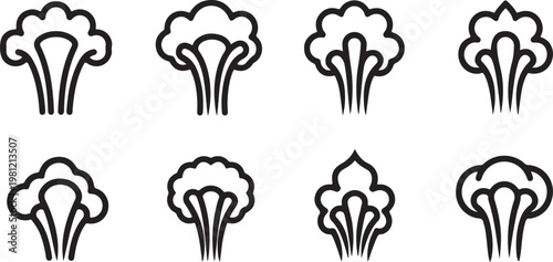 Line art illustration of various types of hot air balloons Vector