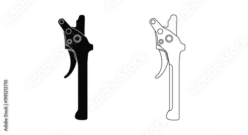 Two bicycle brake levers one solid and one outline silhouette