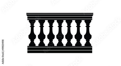Black balustrade with repeating forms a striking architectural silhouette