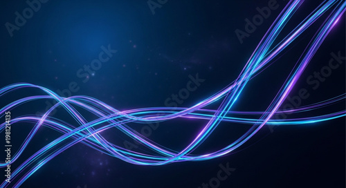 Glowing Blue Energy Wave Light Trails.