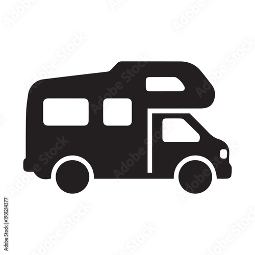 Recreational vehicle icon for camping and travel adventures
