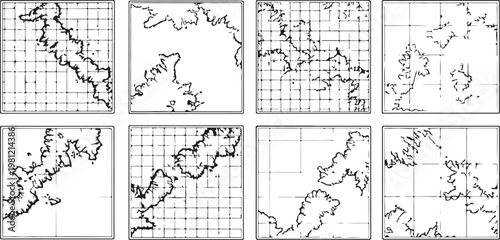 Architectural floor plans showing detailed room layouts and structural elements Vector
