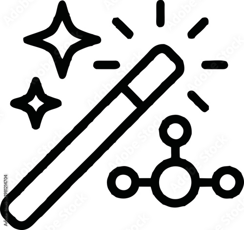 A test tube emits sparkling particles and represents a Science experiment.