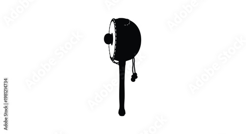 Vintage microphone with a rounded head stark black silhouette