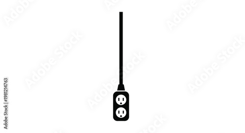 Black power strip with two outlets displayed as a silhouette