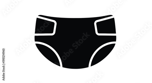 Black diaper graphic with white lining a simple outline silhouette