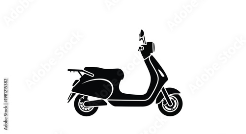 Black scooter profile illustration against a white background silhouette