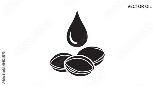 Vector Oil Droplet and Seeds on White Background For Energy and Nutrition Concepts