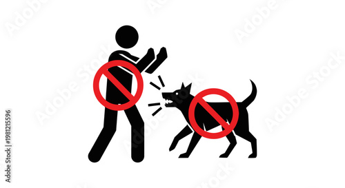 Warning sign of no barking dogs and no touching animals.