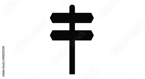 Black signpost with multiple directions a stark graphic silhouette