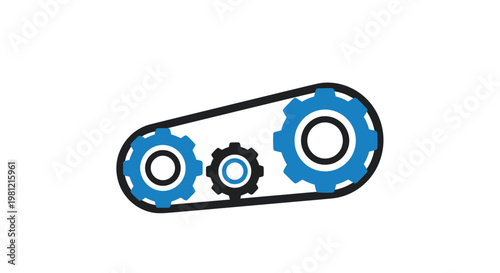 Gears and belt system illustration