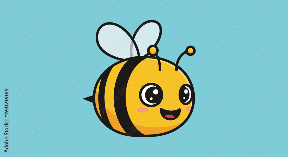 Obraz premium Cartoon bee illustration on blue background for childrens educational design