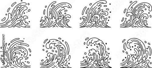 Intricate black and white line drawings of abstract swirl patterns Vector