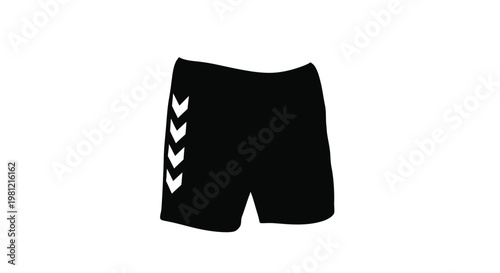 Black swimming shorts with chevron detail a stark silhouette