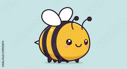 Cartoon bee illustration with black and yellow stripes and cute smiling face