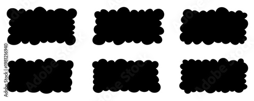 Billede på lærred Cartoon fluffy label shape with bubble cloud outline, playful vector frame for s