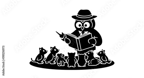 Cartoon cowboy character with a gun and cigar wearing a hat in a black silhouette vector illustration icon design for a fun detective art symbol